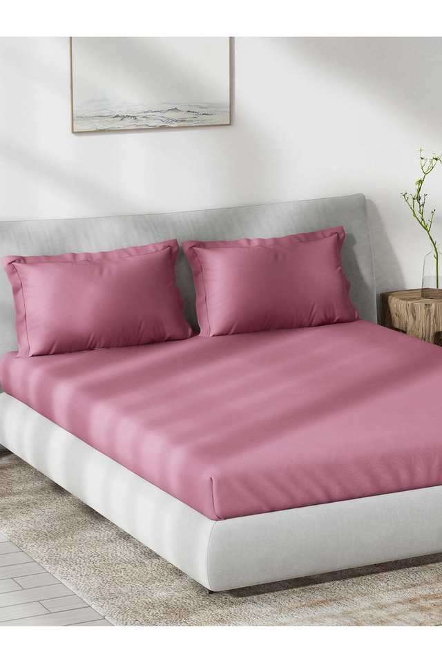 Solid-Dobby-180-TC-Cotton-Double-Bedsheet-with-2-Pillow-Covers