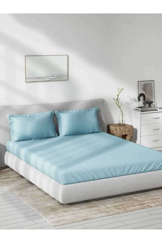 Solid-Dobby-180-TC-Cotton-Double-Bedsheet-with-2-Pillow-Covers