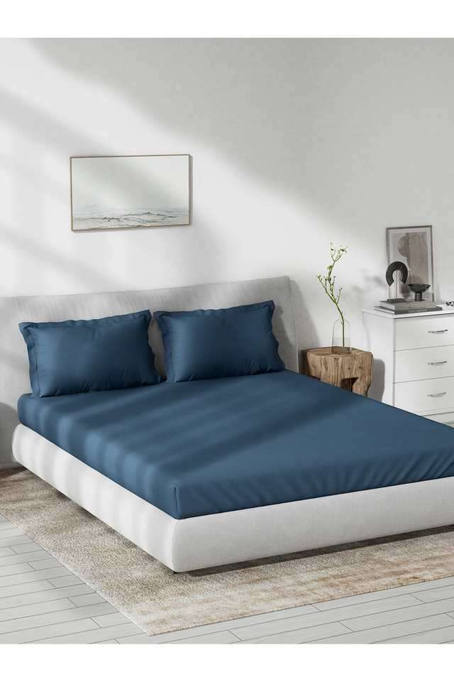 Solid-Dobby-180-TC-Cotton-Double-Bedsheet-with-2-Pillow-Covers