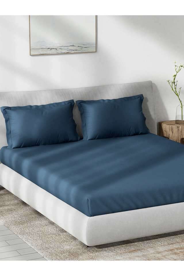 Solid-Dobby-180-TC-Cotton-Double-Bedsheet-with-2-Pillow-Covers