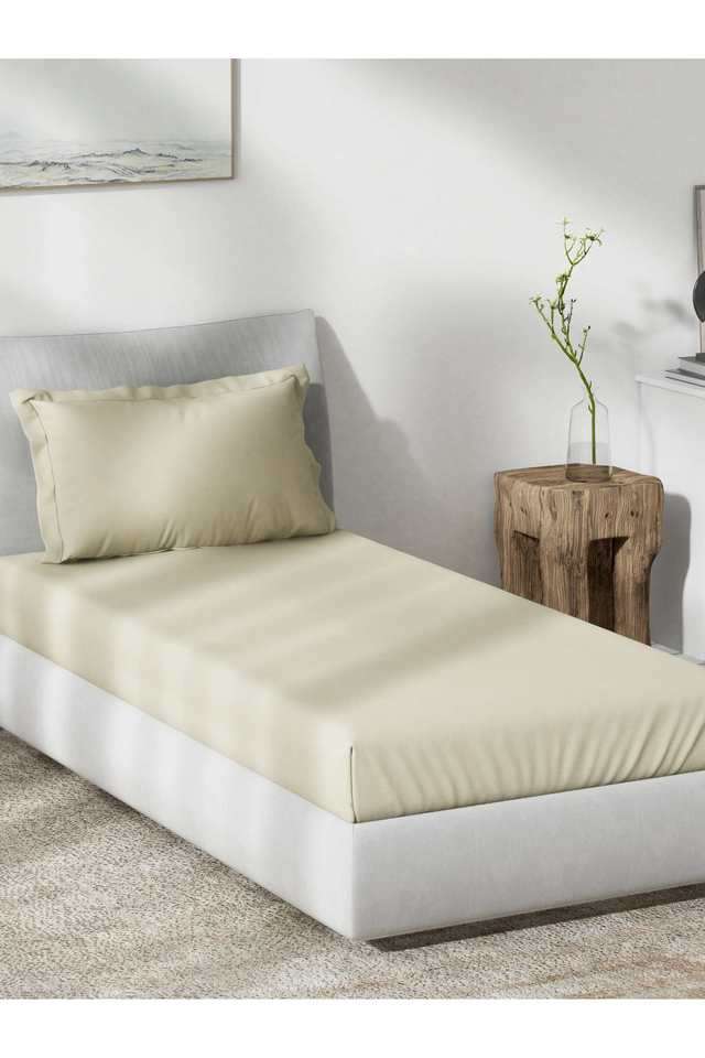 Solid-Dobby-180-TC-Cotton-Single-Bedsheet-with-1-Pillow-Cover
