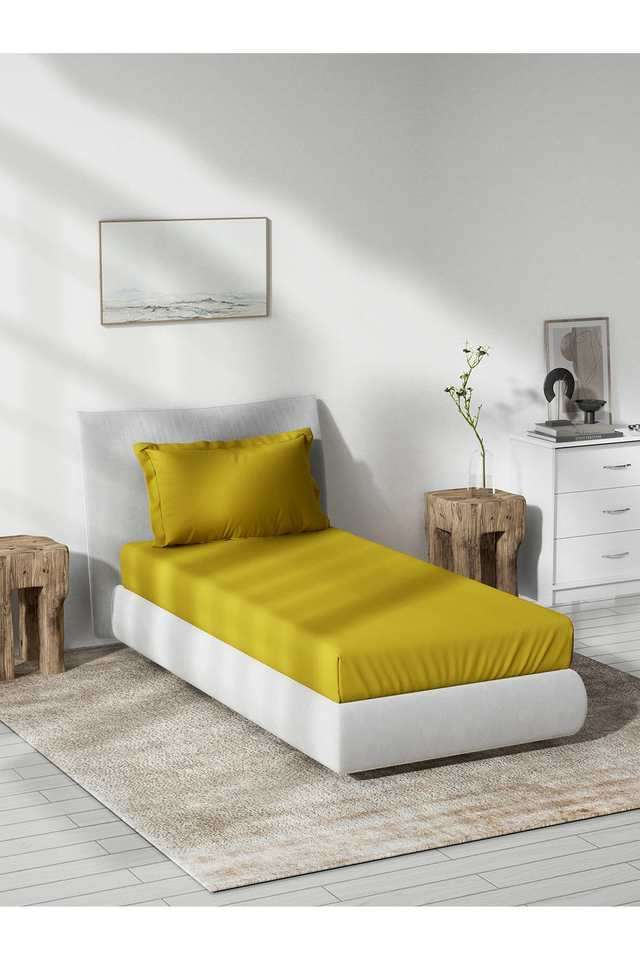 Solid-Dobby-180-TC-Cotton-Single-Bedsheet-with-1-Pillow-Cover