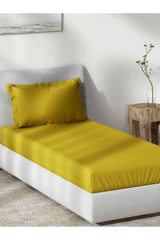 Solid-Dobby-180-TC-Cotton-Single-Bedsheet-with-1-Pillow-Cover