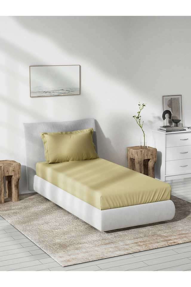 Solid-Dobby-180-TC-Cotton-Single-Bedsheet-with-1-Pillow-Cover