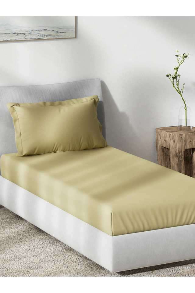 Solid-Dobby-180-TC-Cotton-Single-Bedsheet-with-1-Pillow-Cover