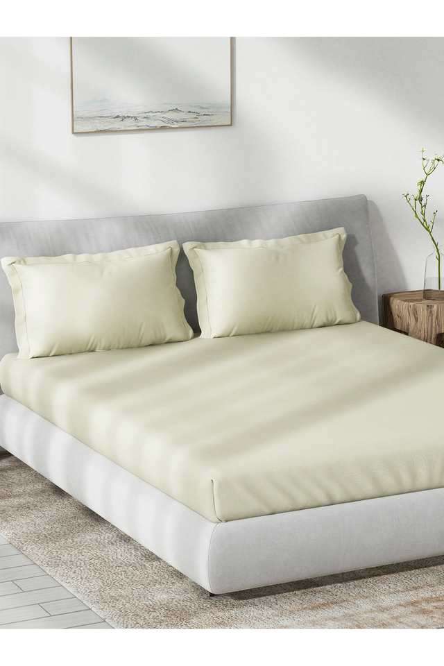 Solid-Dobby-180-TC-Cotton-King-Fitted-Sheet-with-2-Pillow-Covers