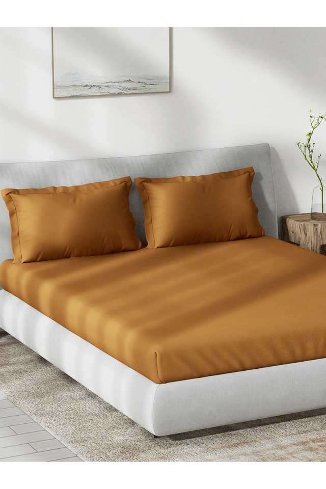 Solid-Dobby-180-TC-Cotton-King-Fitted-Sheet-with-2-Pillow-Covers