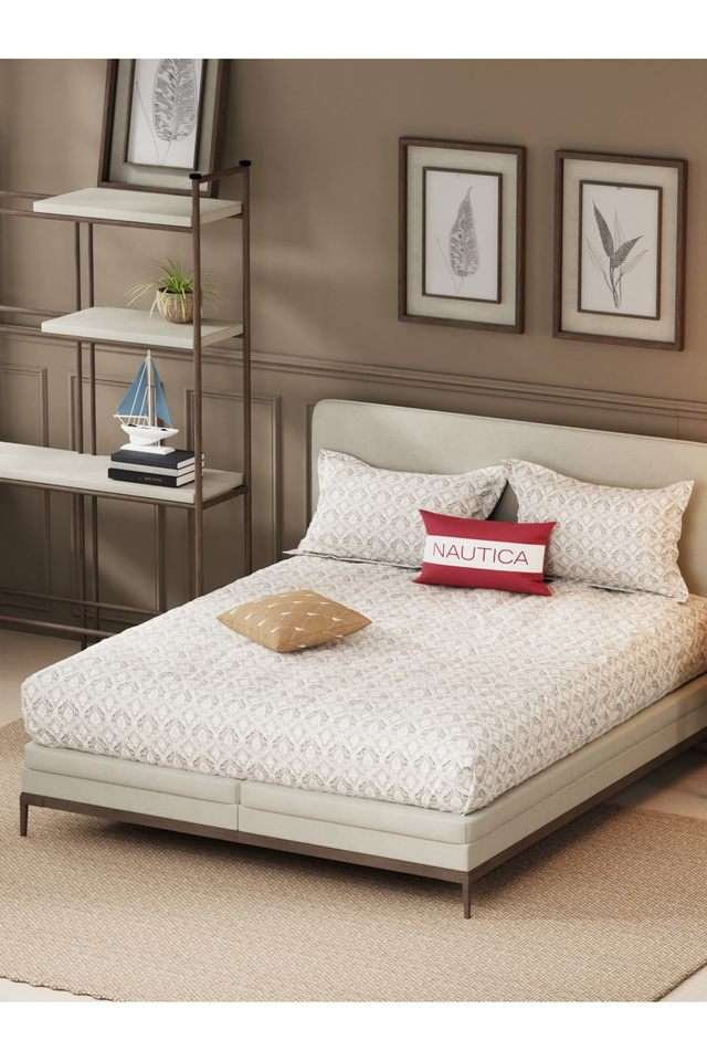 Designer-100--Satin-Cotton-Xl-King-Bedsheet-With-2-Pillow-Covers--3Pc-Set-(Upperdeck)-Ornamental-Brown/Multi