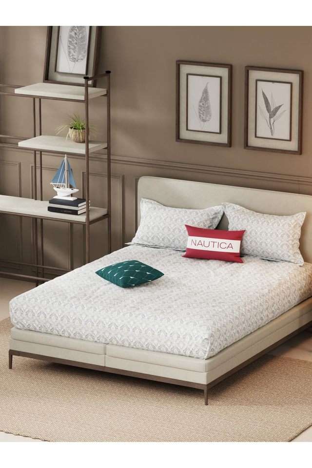 Designer-100--Satin-Cotton-Xl-King-Bedsheet-With-2-Pillow-Covers--3Pc-Set-(Upperdeck)-Ornamental-Olive/Multi