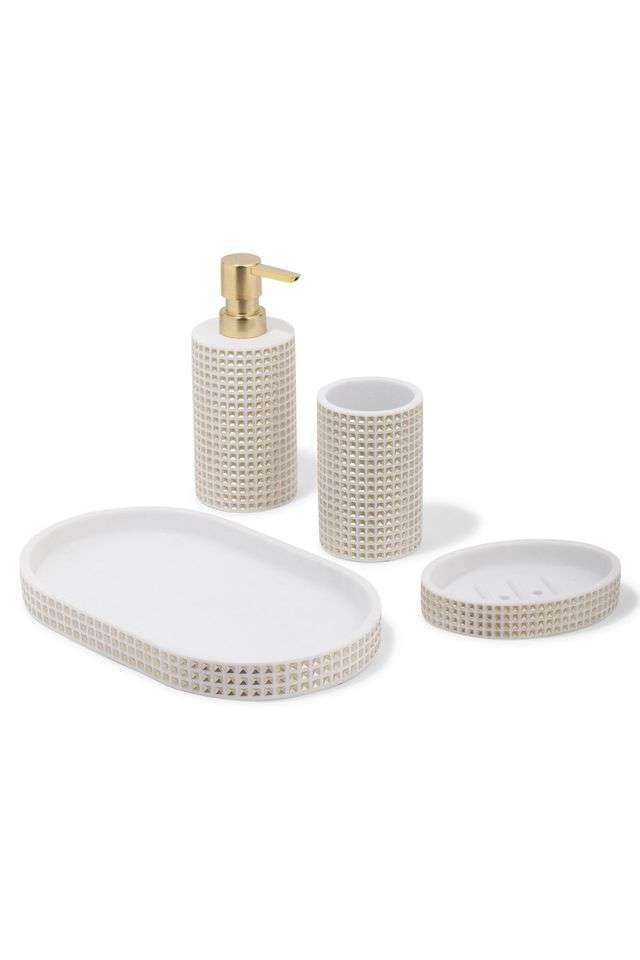 Set-of-4-Pc-Polyresin-Bathroom-Set -Gold
