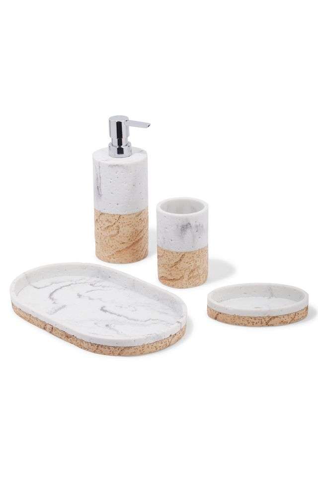 Set-of-4-Pc-Polyresin-Bathroom-Set -Beige