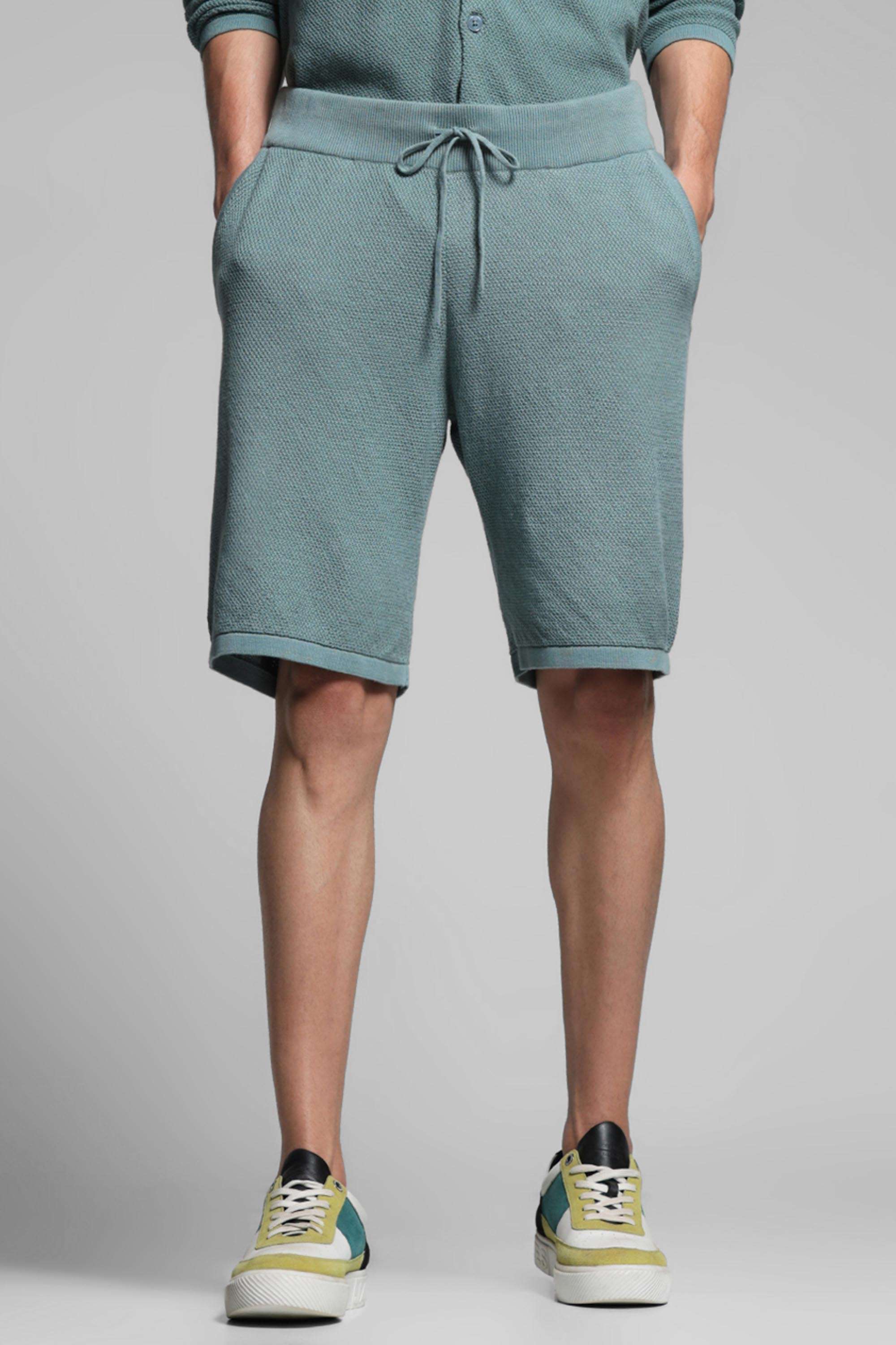 Solid-Cotton-Button-Men-s-Shorts