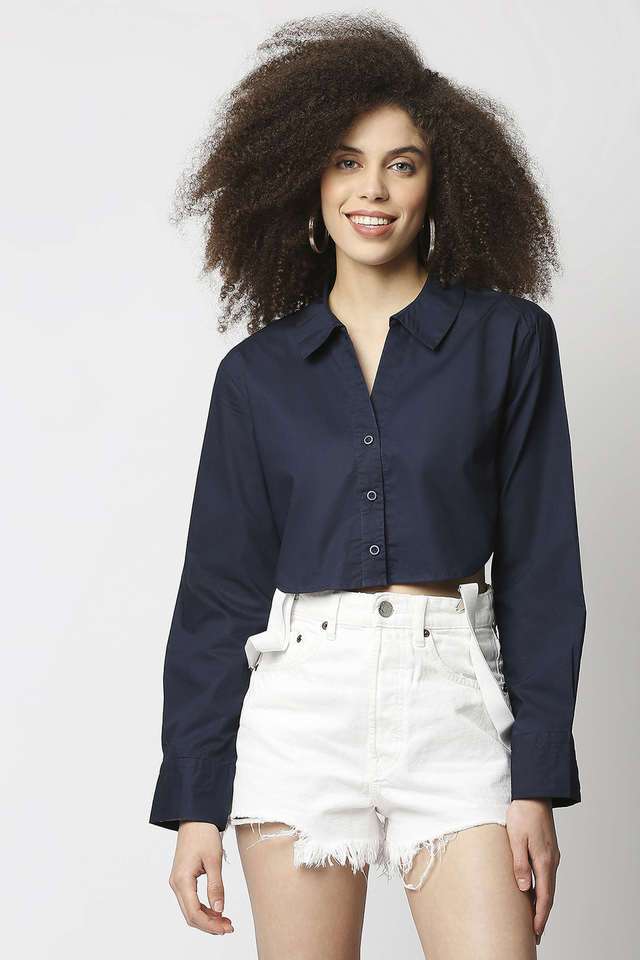 remanika Solid Collared Cotton Women Casual Wear Shirt-picture-13