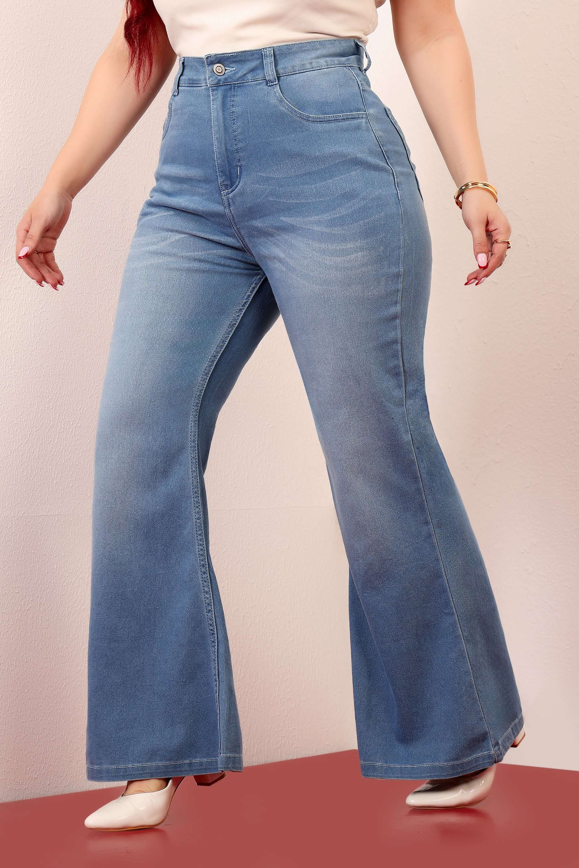 miss chase High Rise Rinse Wash Denim Bootcut Fit Women Jeans-picture-27
