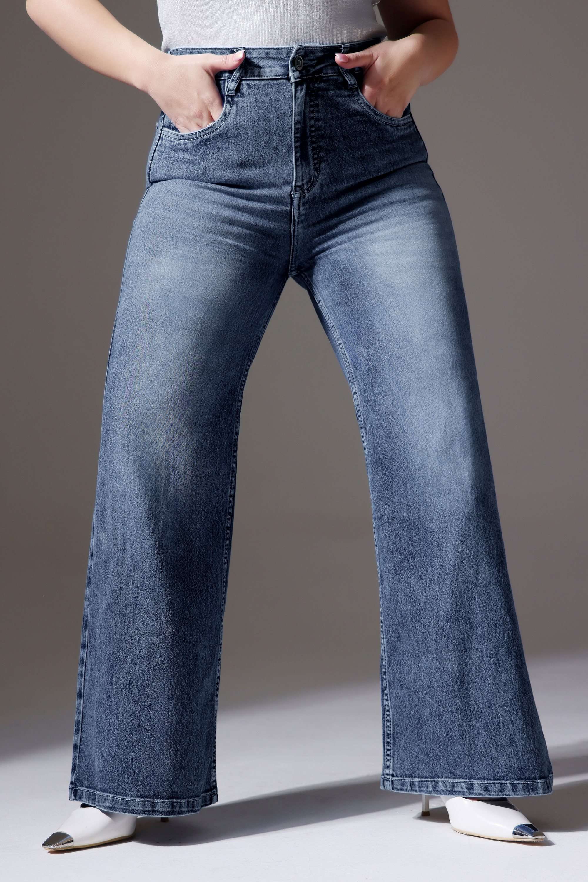 miss chase High Rise Acid Wash Denim Wide Leg Fit Women Jeans-picture-21