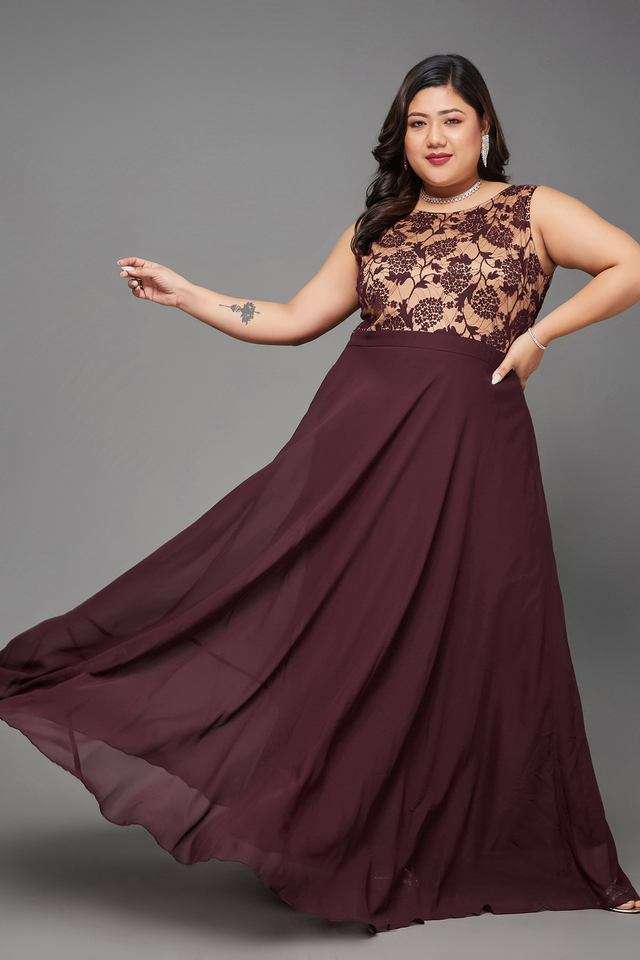 Typographic Boat Neck Georgette Women Dress-image-24