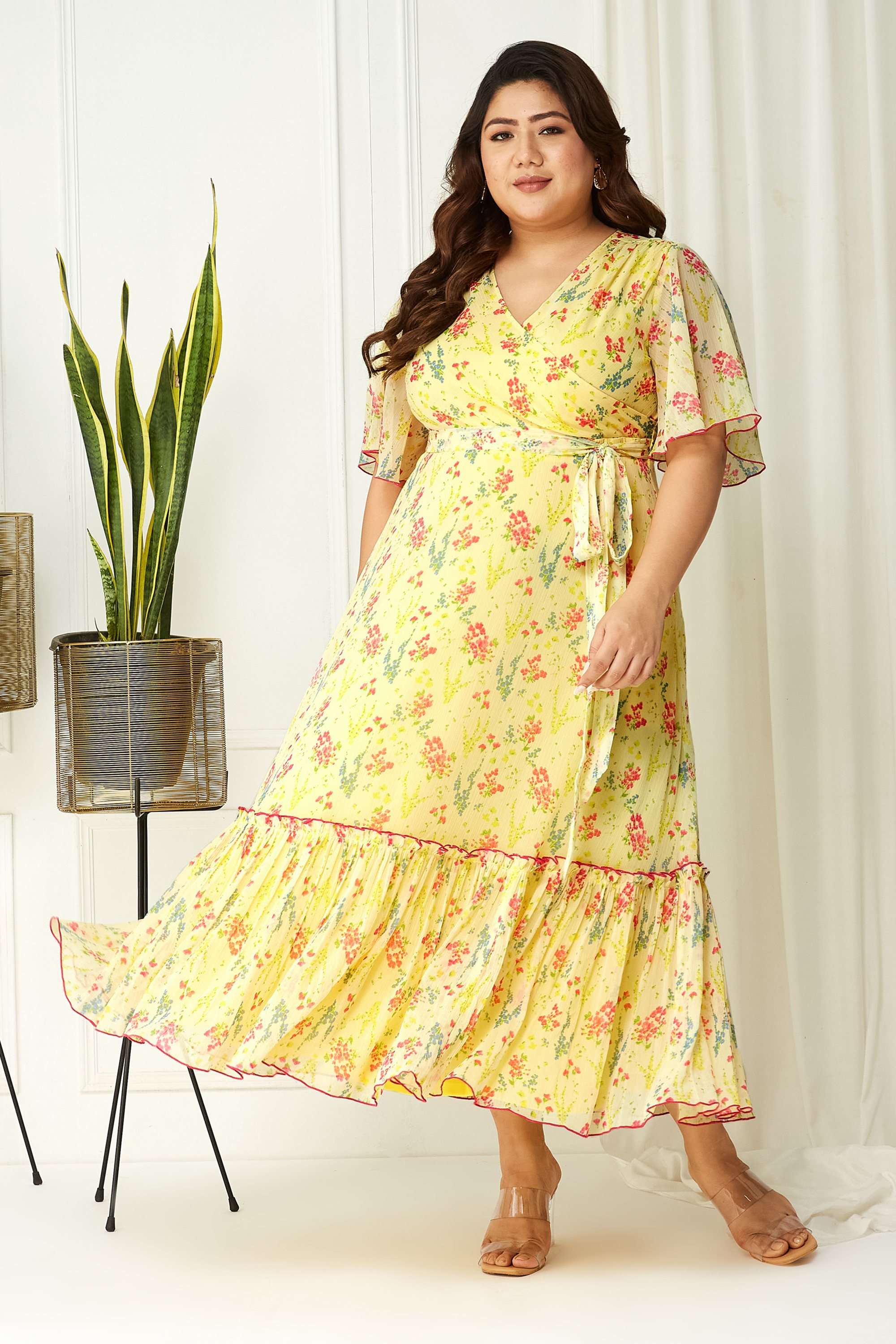miss chase Floral V-Neck Chiffon Women Dress-picture-43