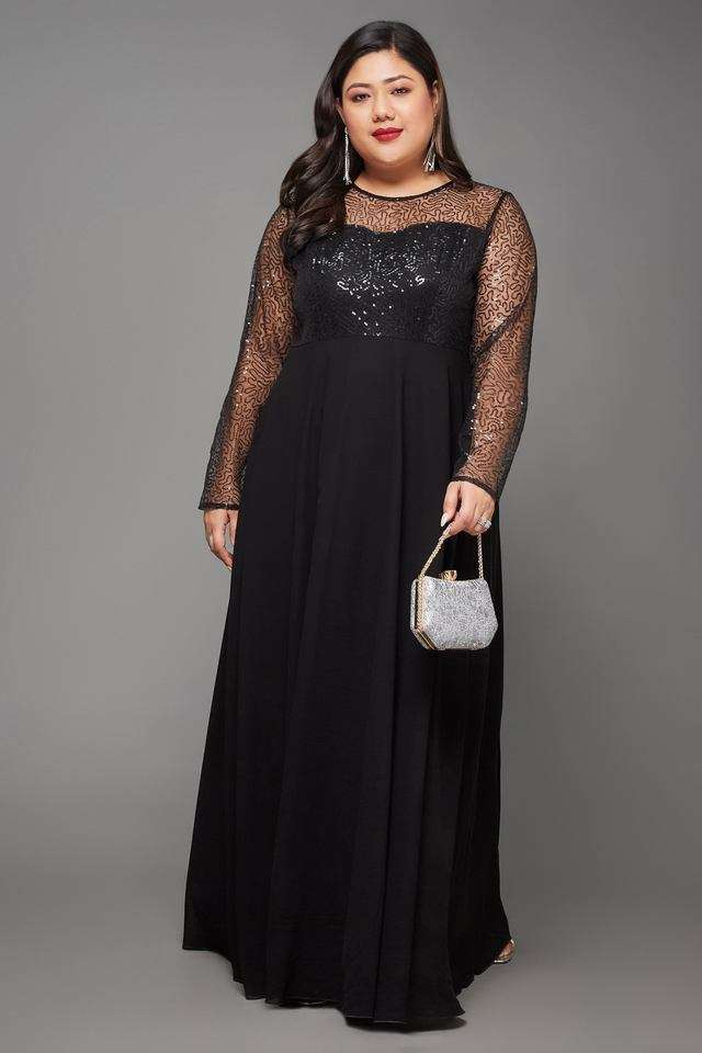 miss chase Solid Round Neck Georgette Women Dress-picture-31