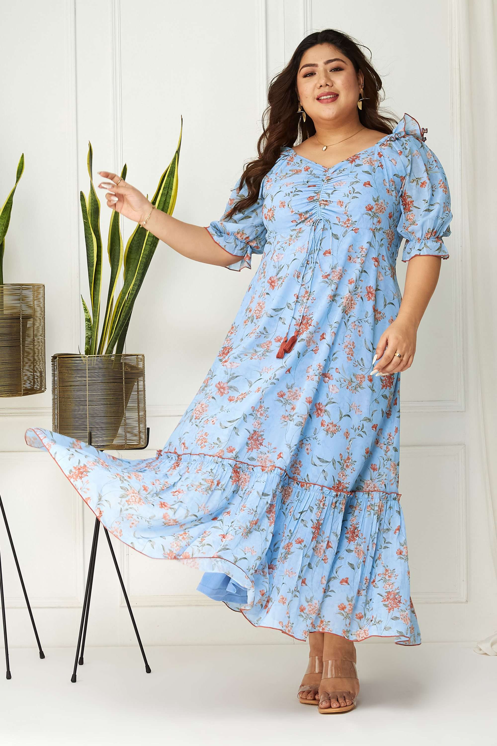 miss chase Floral Sweetheart Neck Georgette Women Dress-picture-12