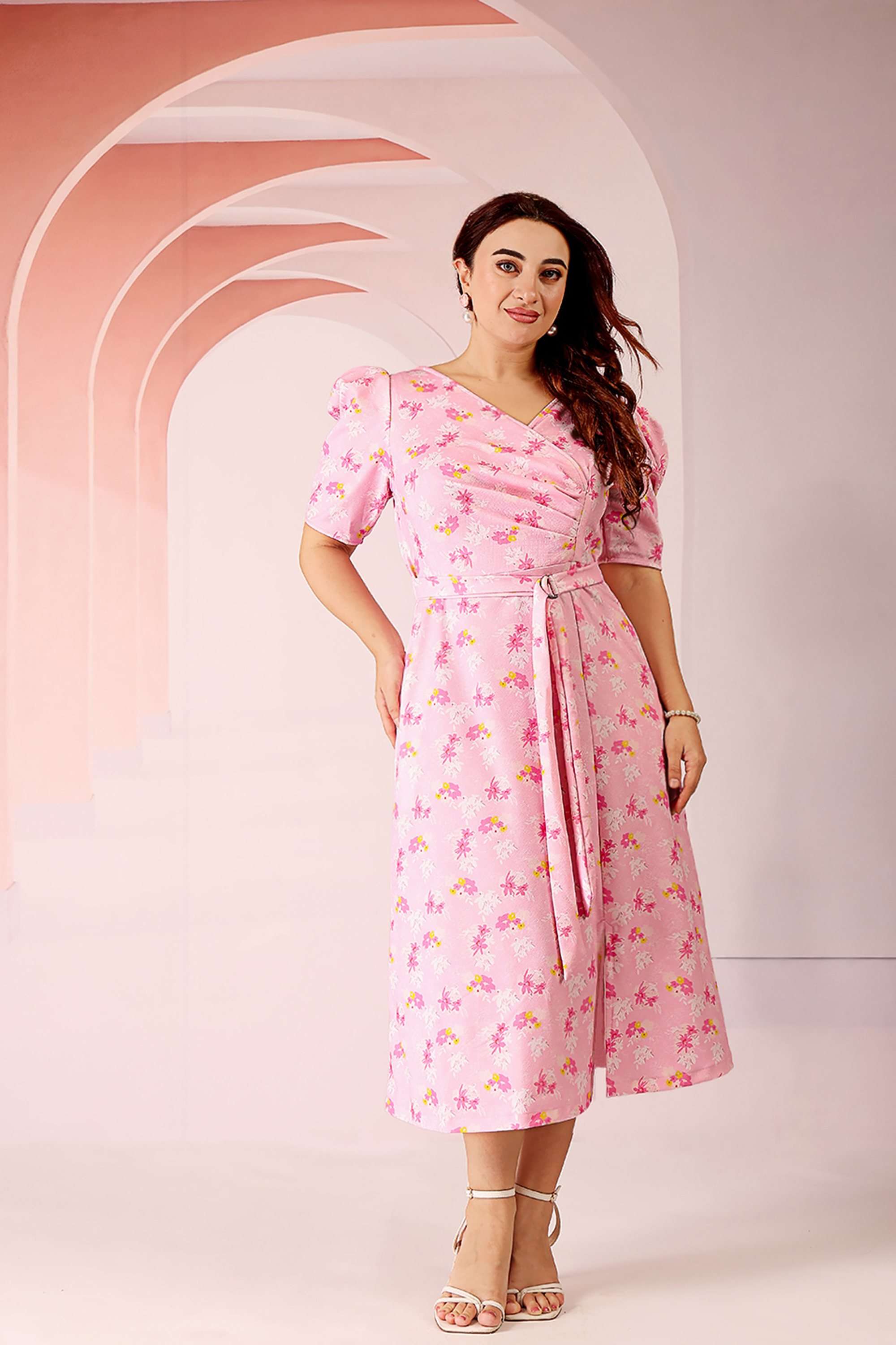 miss chase Floral V-Neck Polyester Women Dress-picture-13