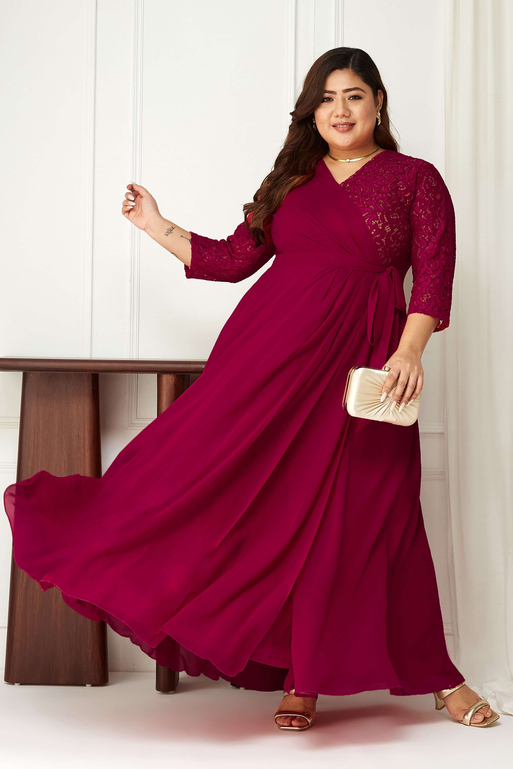 miss chase Embroidered V-Neck Georgette Women Dress-picture-21