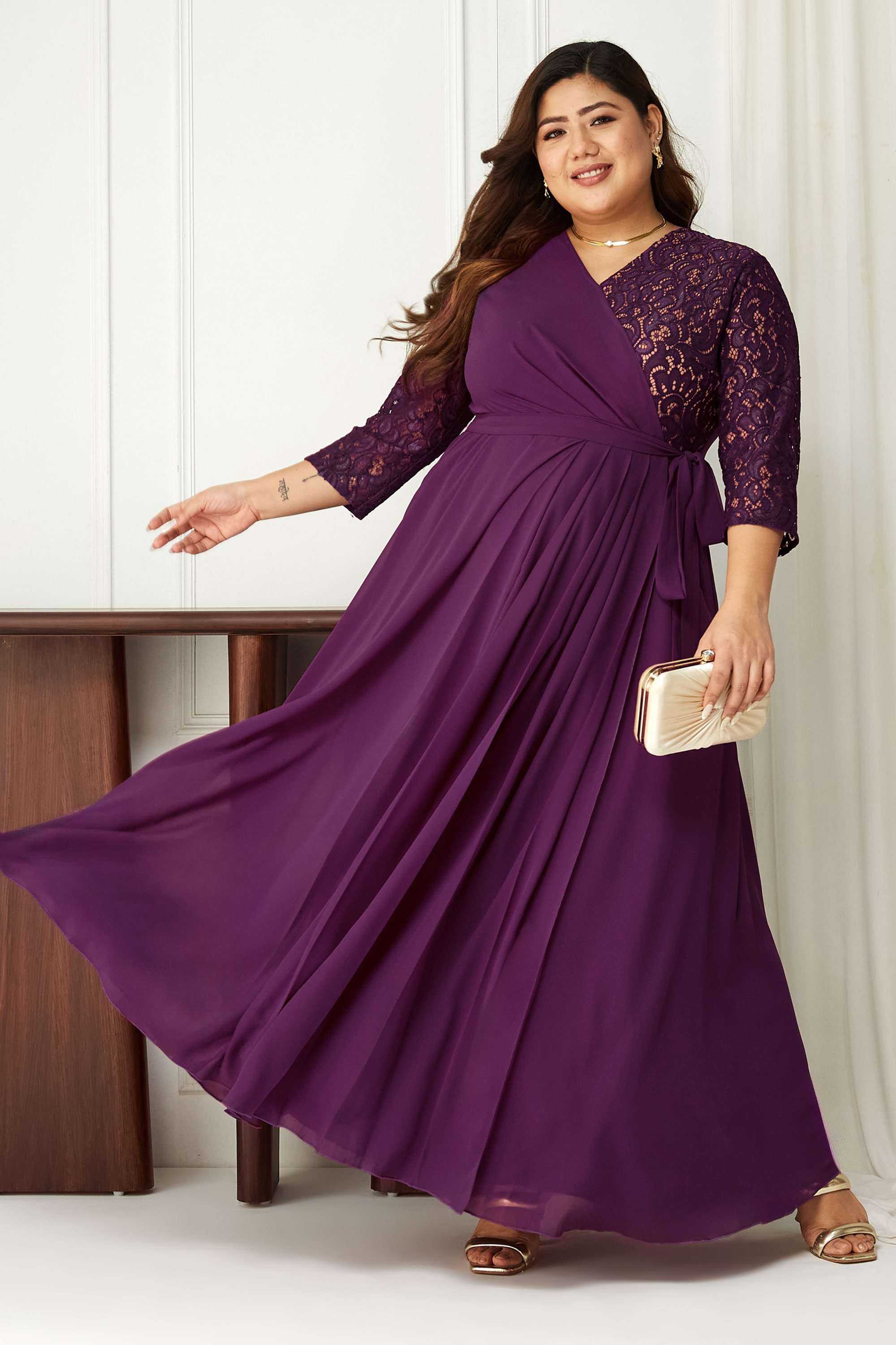 miss chase Embroidered V-Neck Georgette Women Dress-picture-10