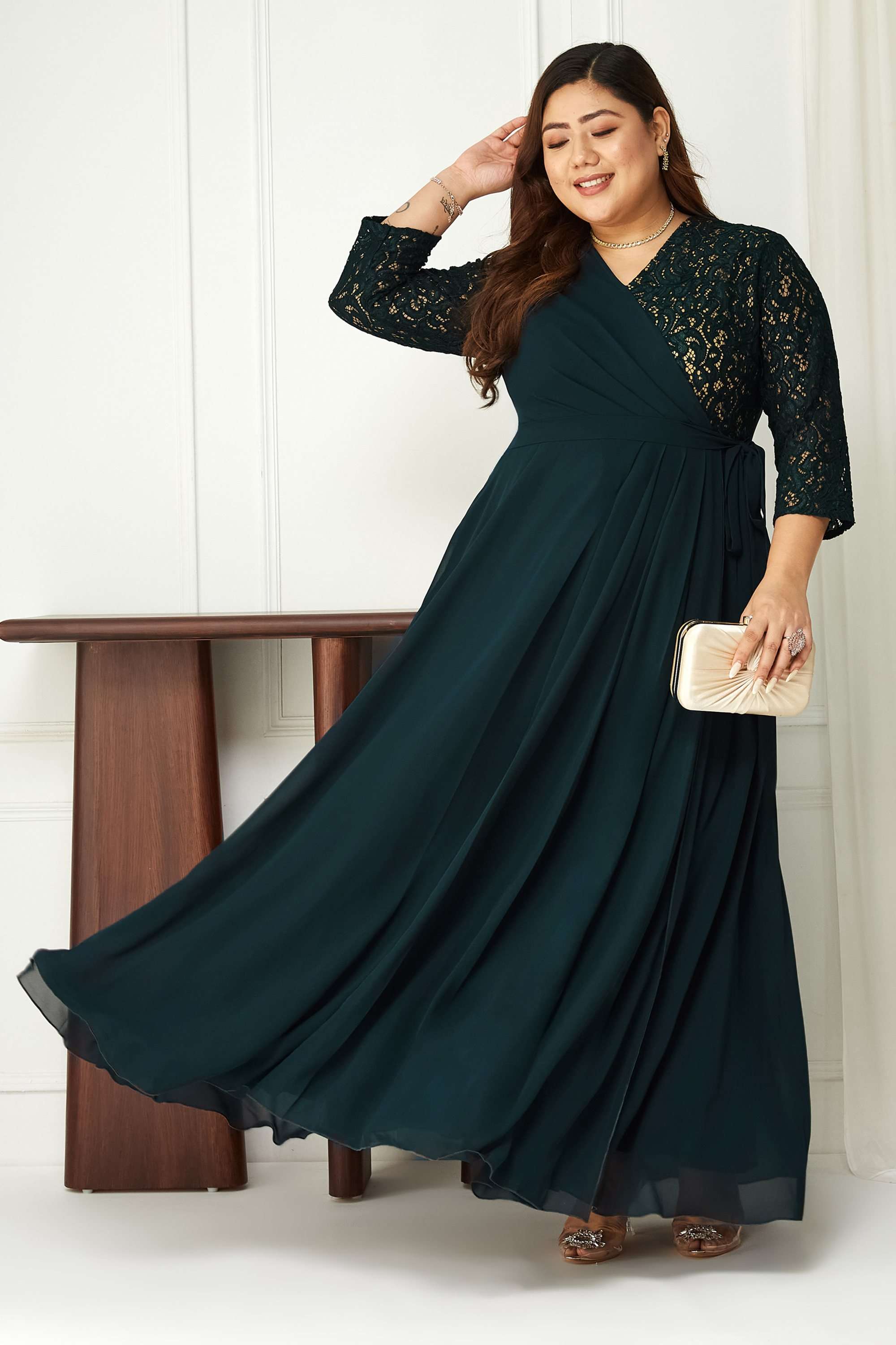 miss chase Embroidered V-Neck Georgette Women Dress-picture-18