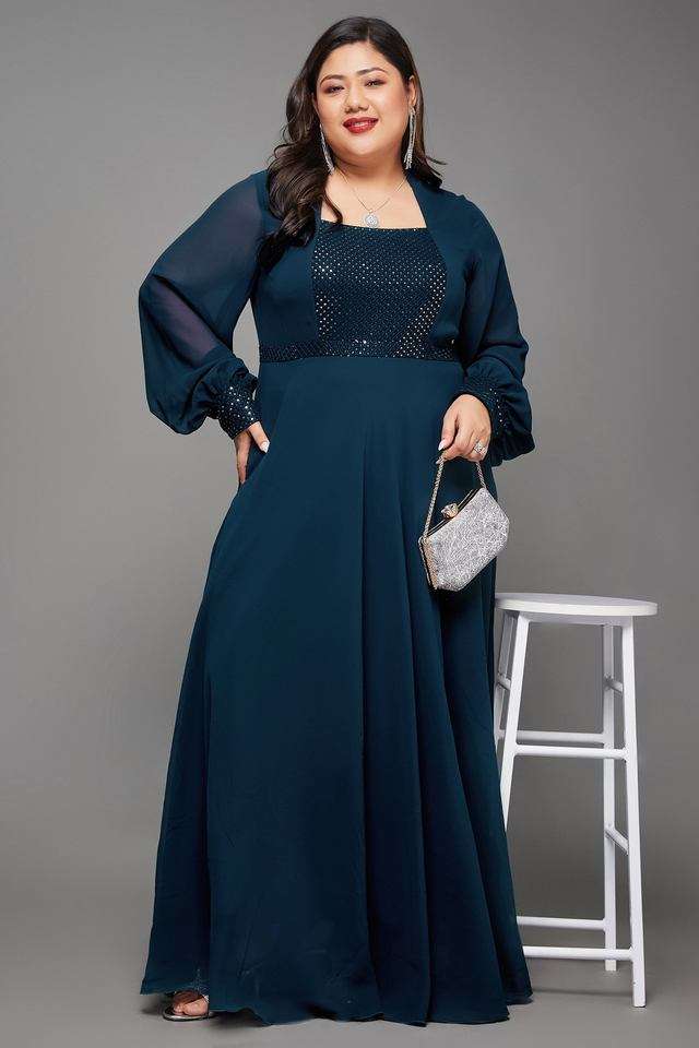 miss chase Embellished Square Neck Georgette Women Dress-picture-20