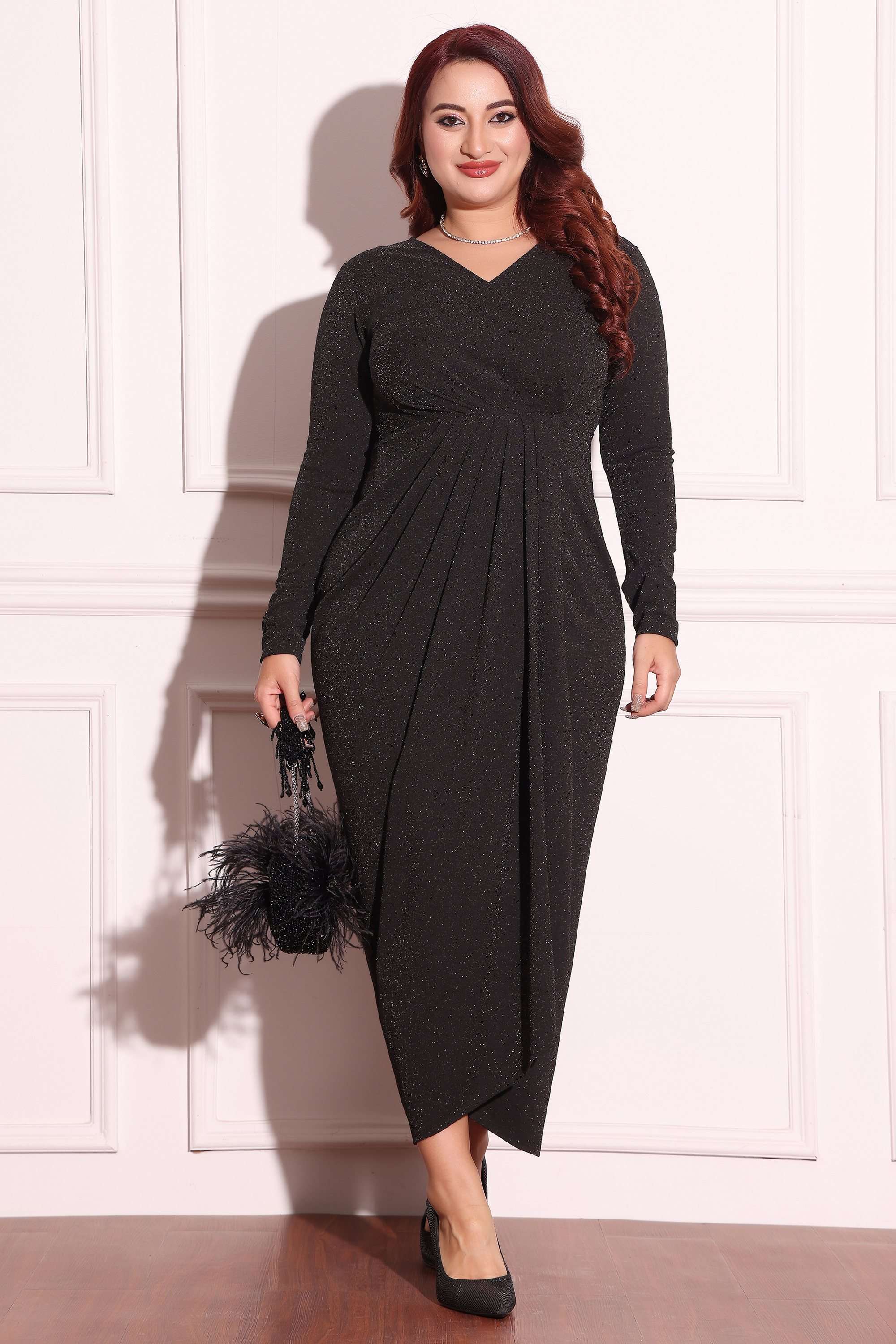 miss chase Embellished V-Neck Polyester Women Dress-picture-35