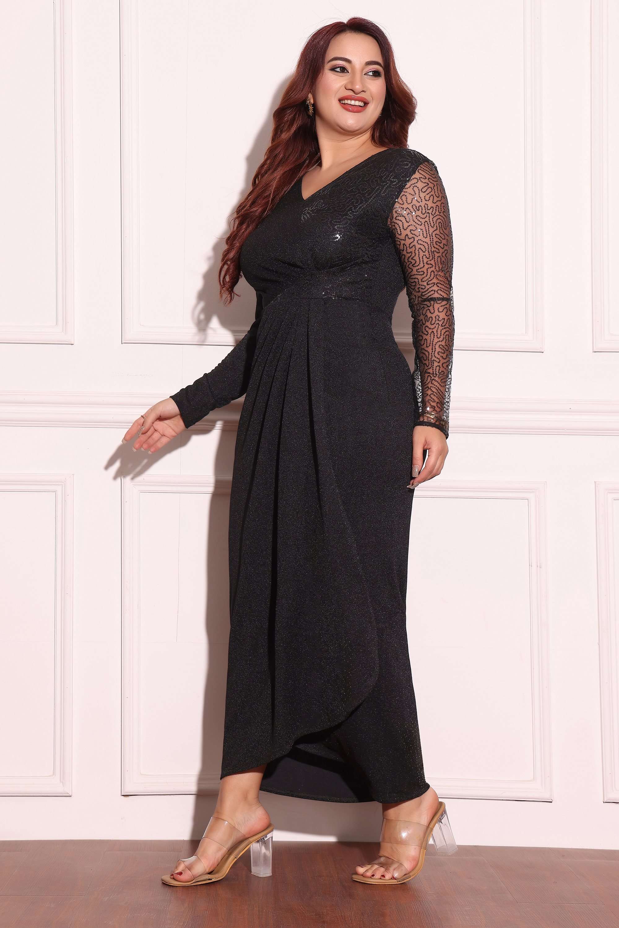 miss chase Embellished V-Neck Polyester Women Dress-picture-22