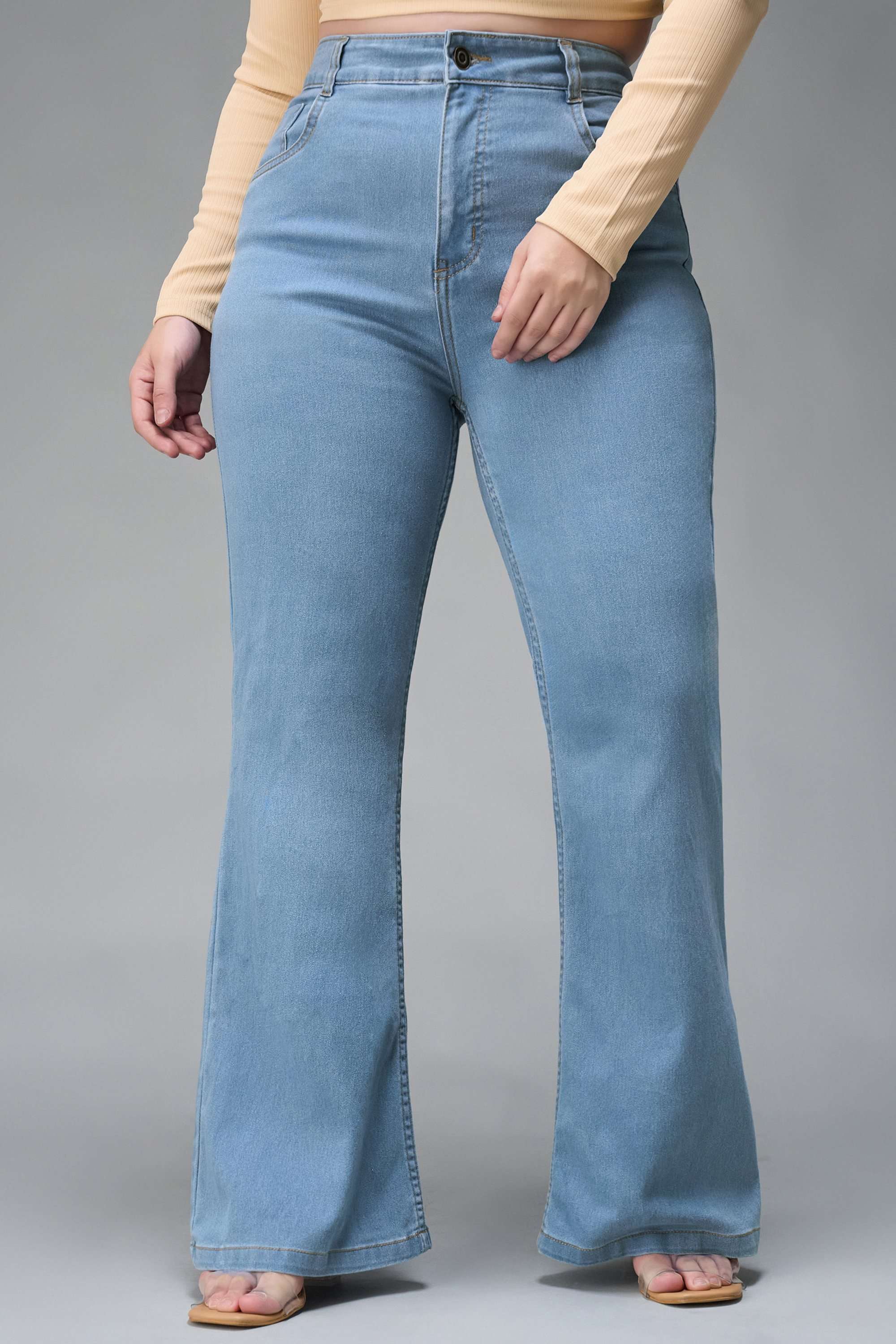 miss chase High Rise Acid Wash Denim Bootcut Fit Women Jeans-picture-19