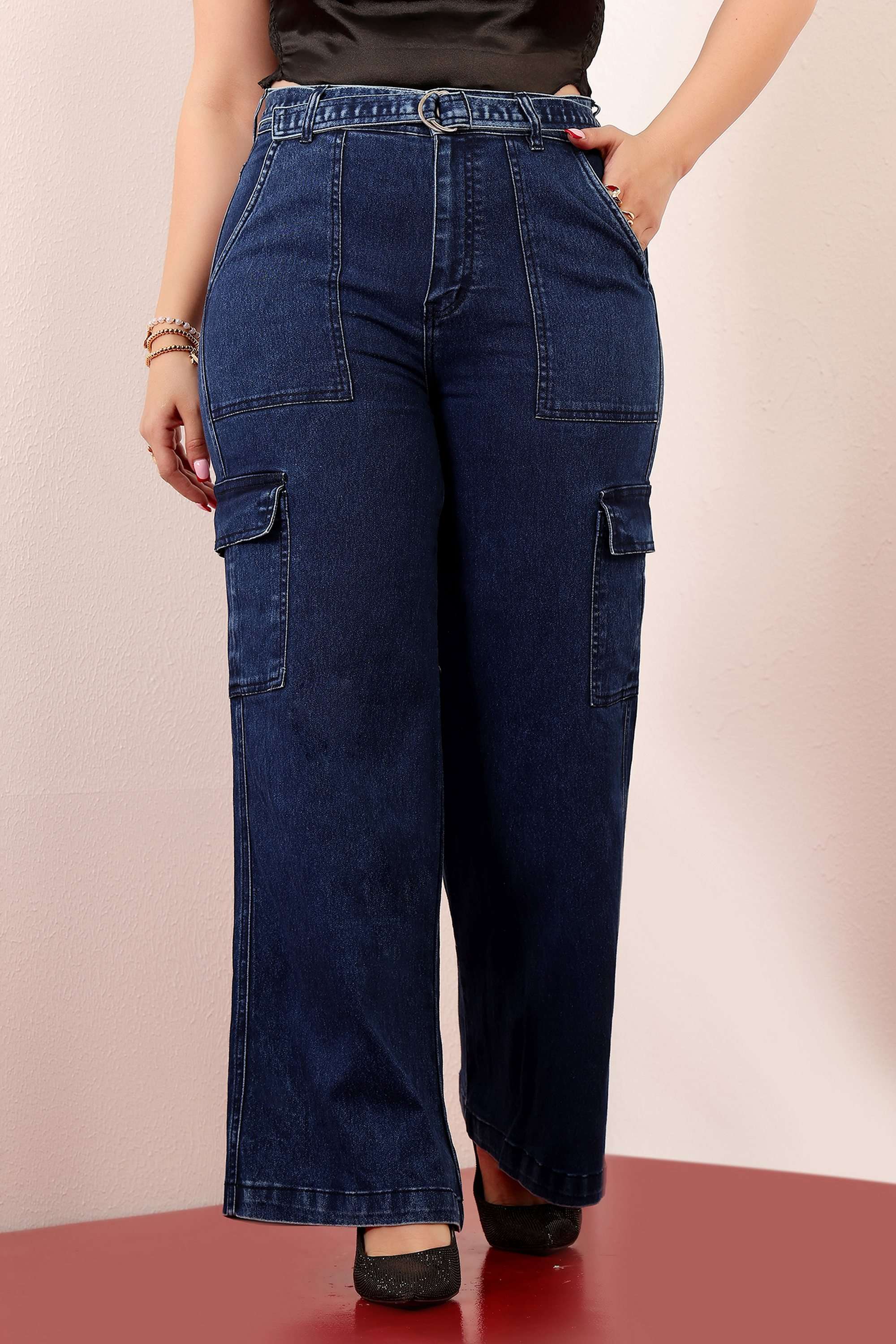 miss chase High Rise Light Wash Denim Wide Leg Fit Women Jeans-picture-19