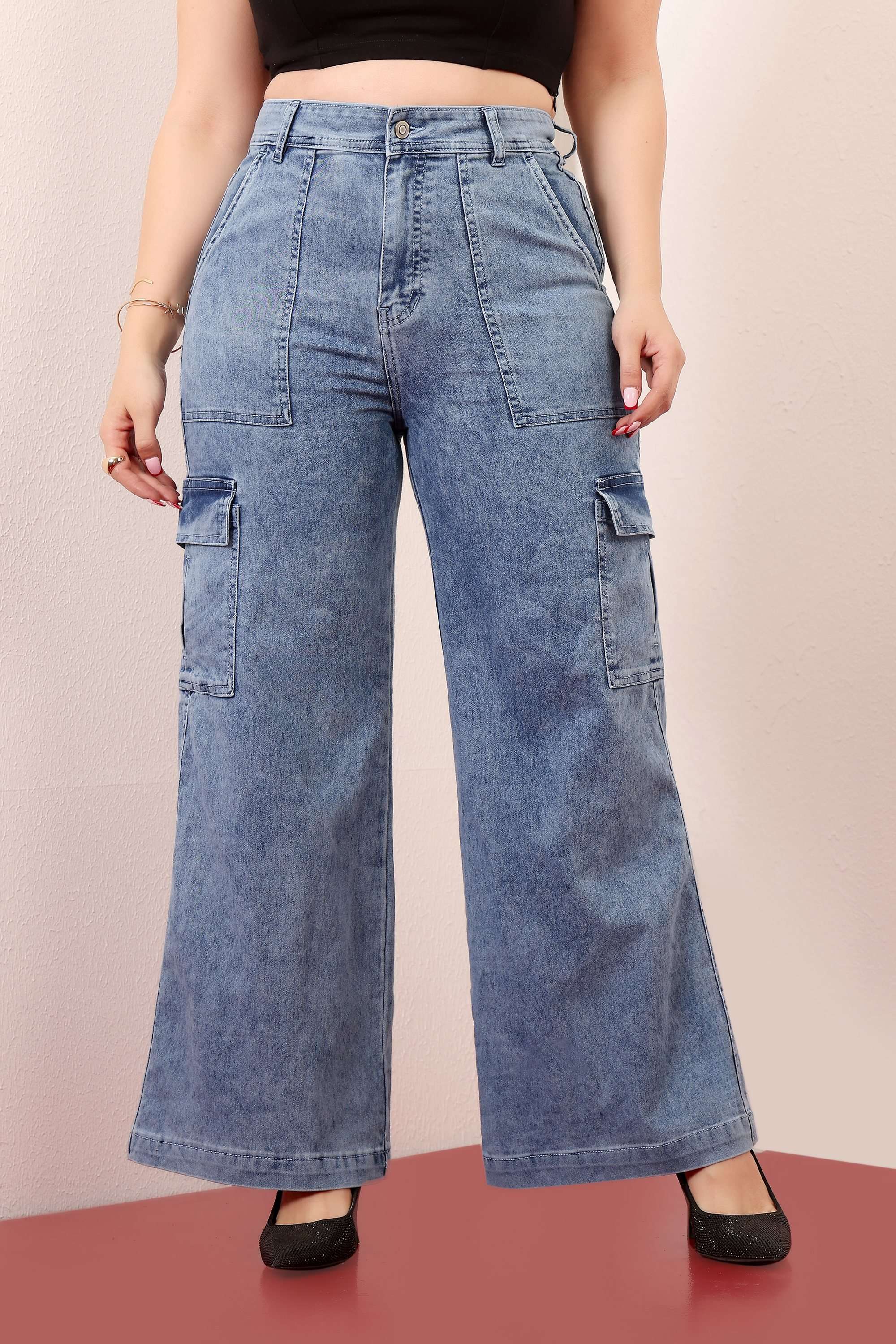 miss chase High Rise Rinse Wash Denim Wide Leg Fit Women Jeans-picture-35