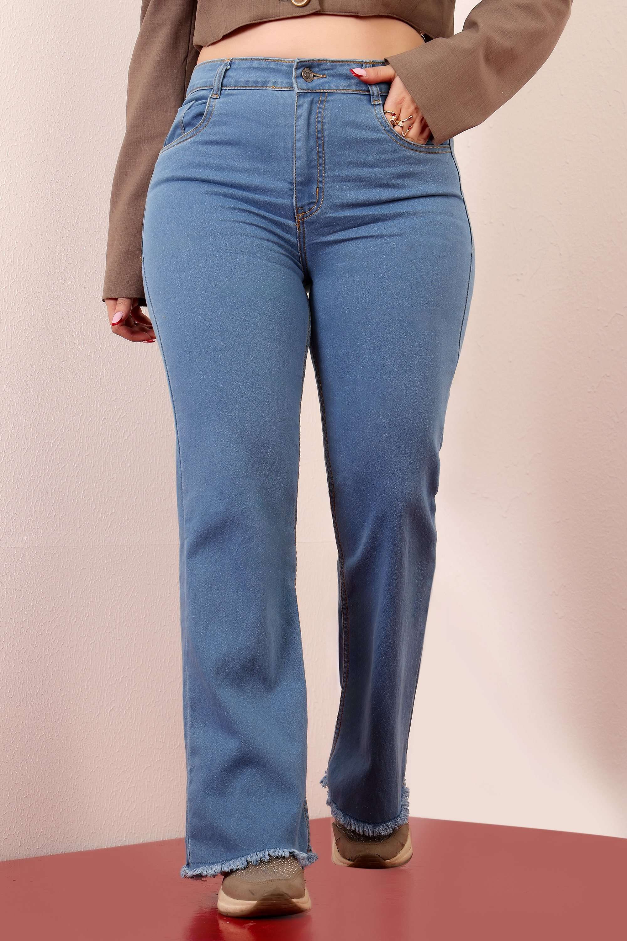 miss chase High Rise Rinse Wash Denim Bootcut Fit Women Jeans-picture-32
