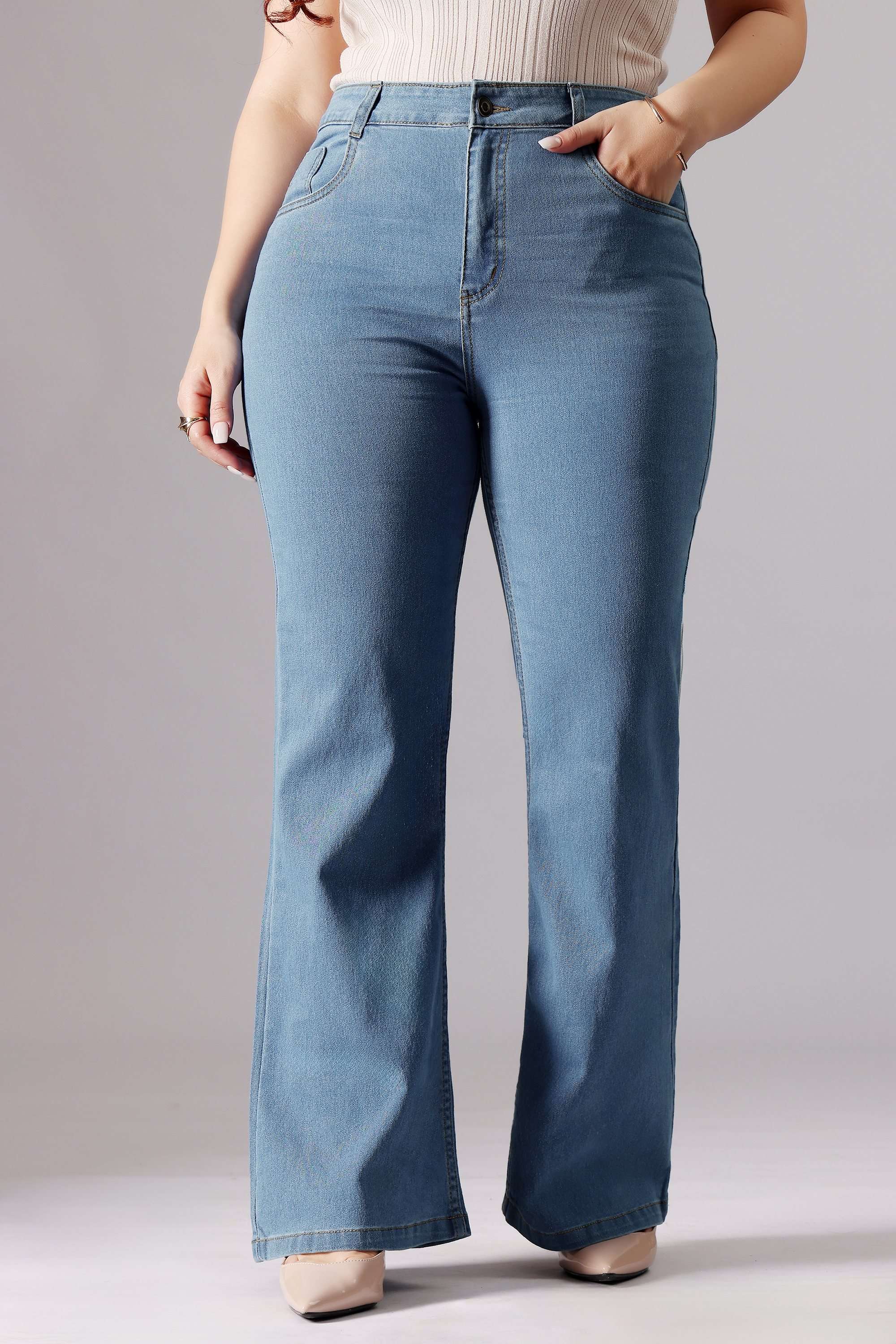 miss chase High Rise Acid Wash Denim Bootcut Fit Women Jeans-picture-26