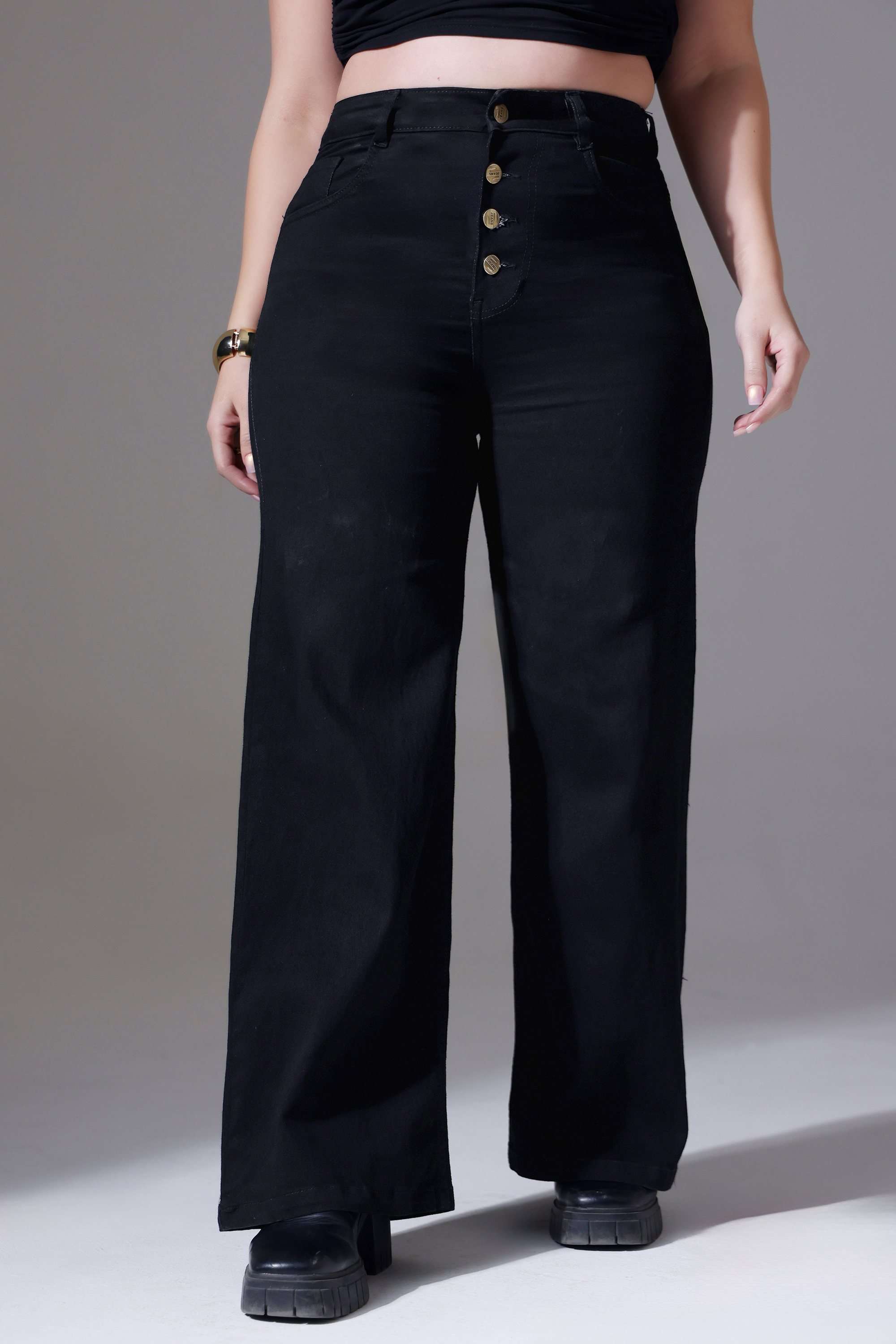 miss chase High Rise Heavy Wash Denim Wide Leg Fit Women Jeans-picture-28