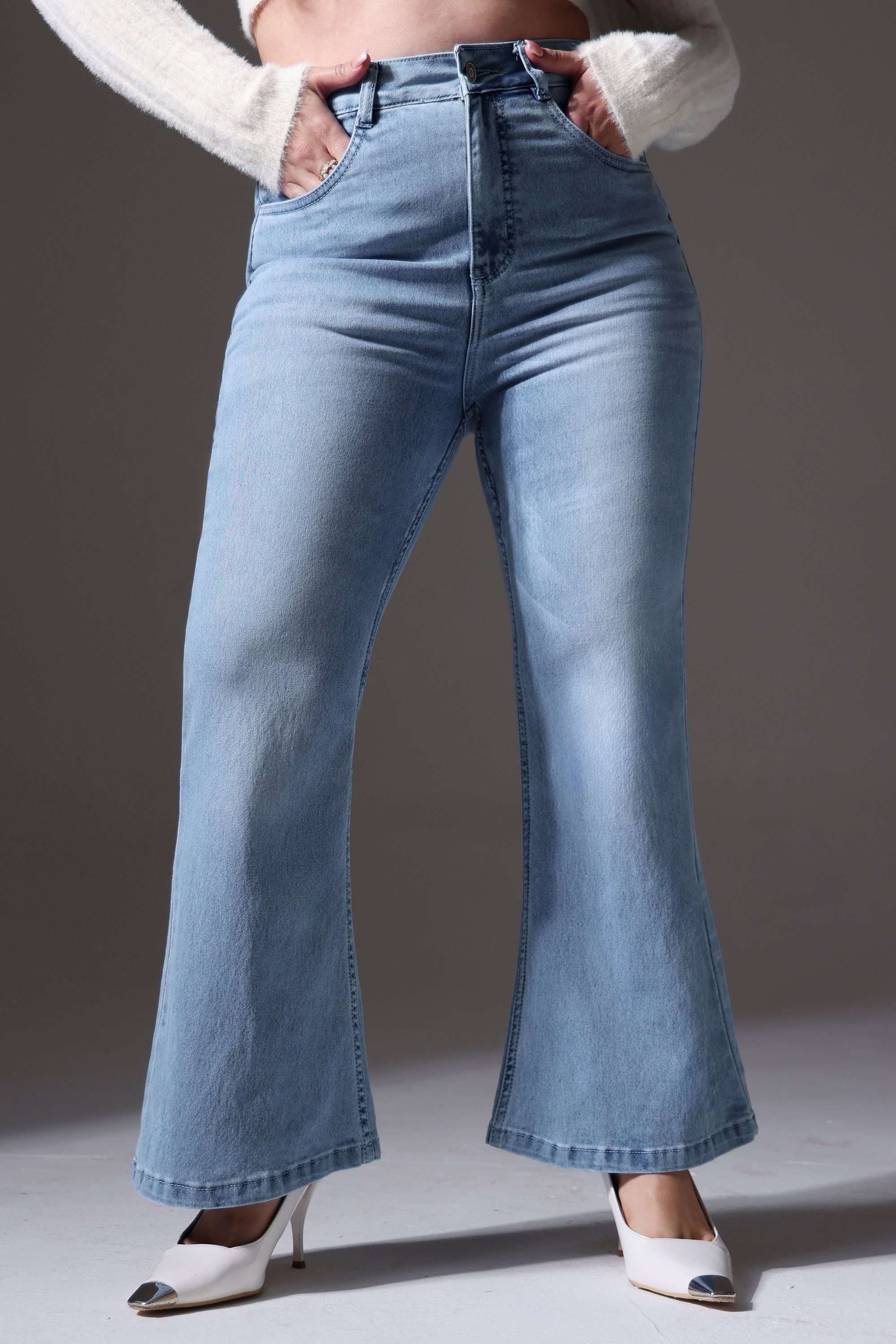 miss chase High Rise Acid Wash Denim Bootcut Fit Women Jeans-picture-18