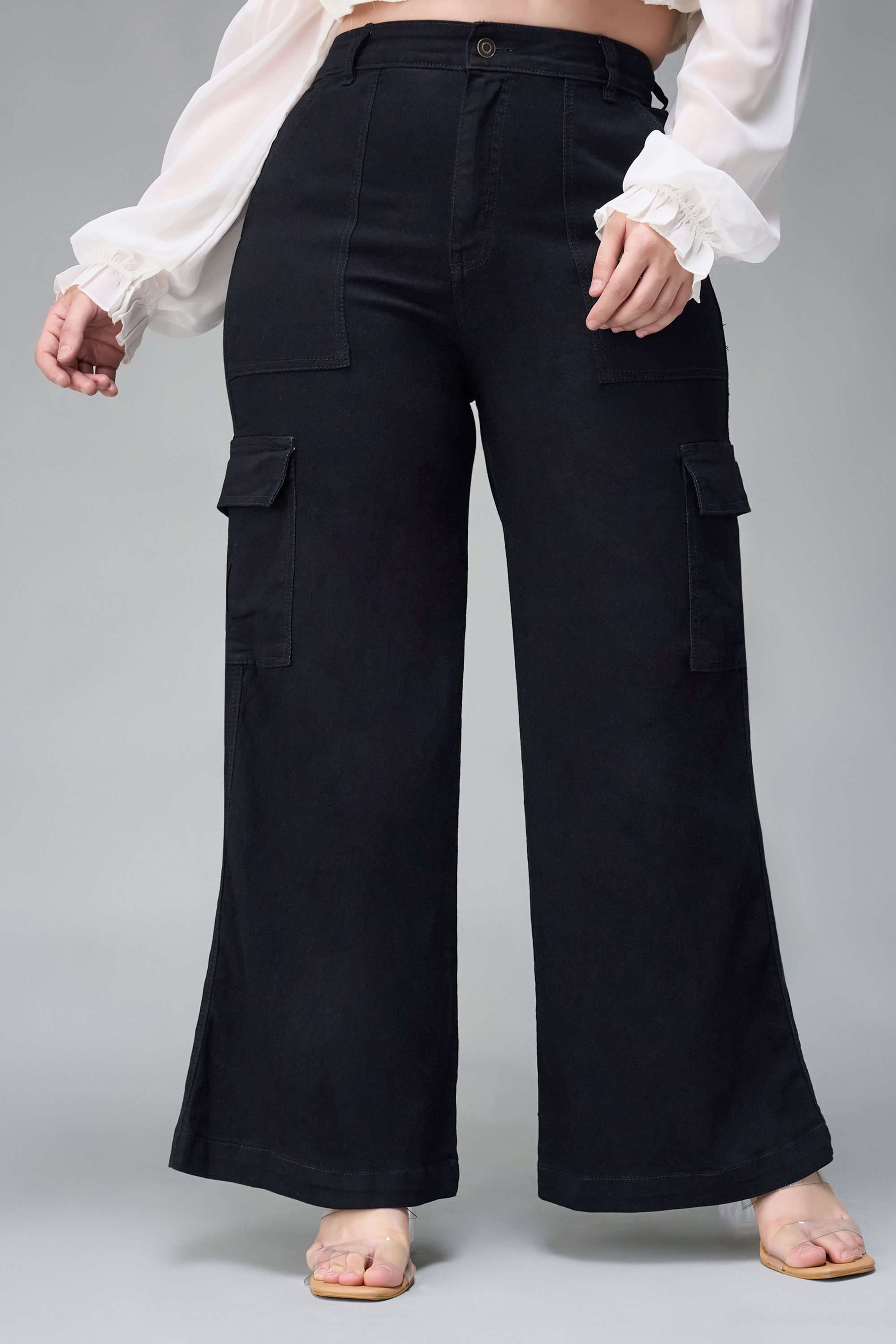 miss chase High Rise Heavy Wash Denim Wide Leg Fit Women Jeans-picture-30