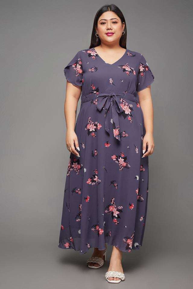 miss chase Floral V-Neck Georgette Women Dress-picture-33