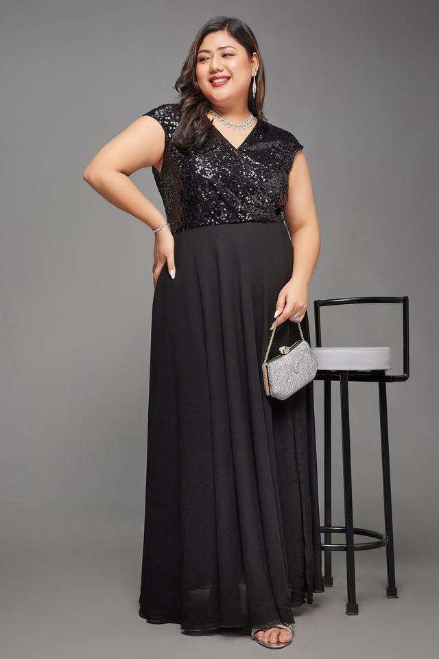 miss chase Solid V-Neck Georgette Women Dress-picture-30
