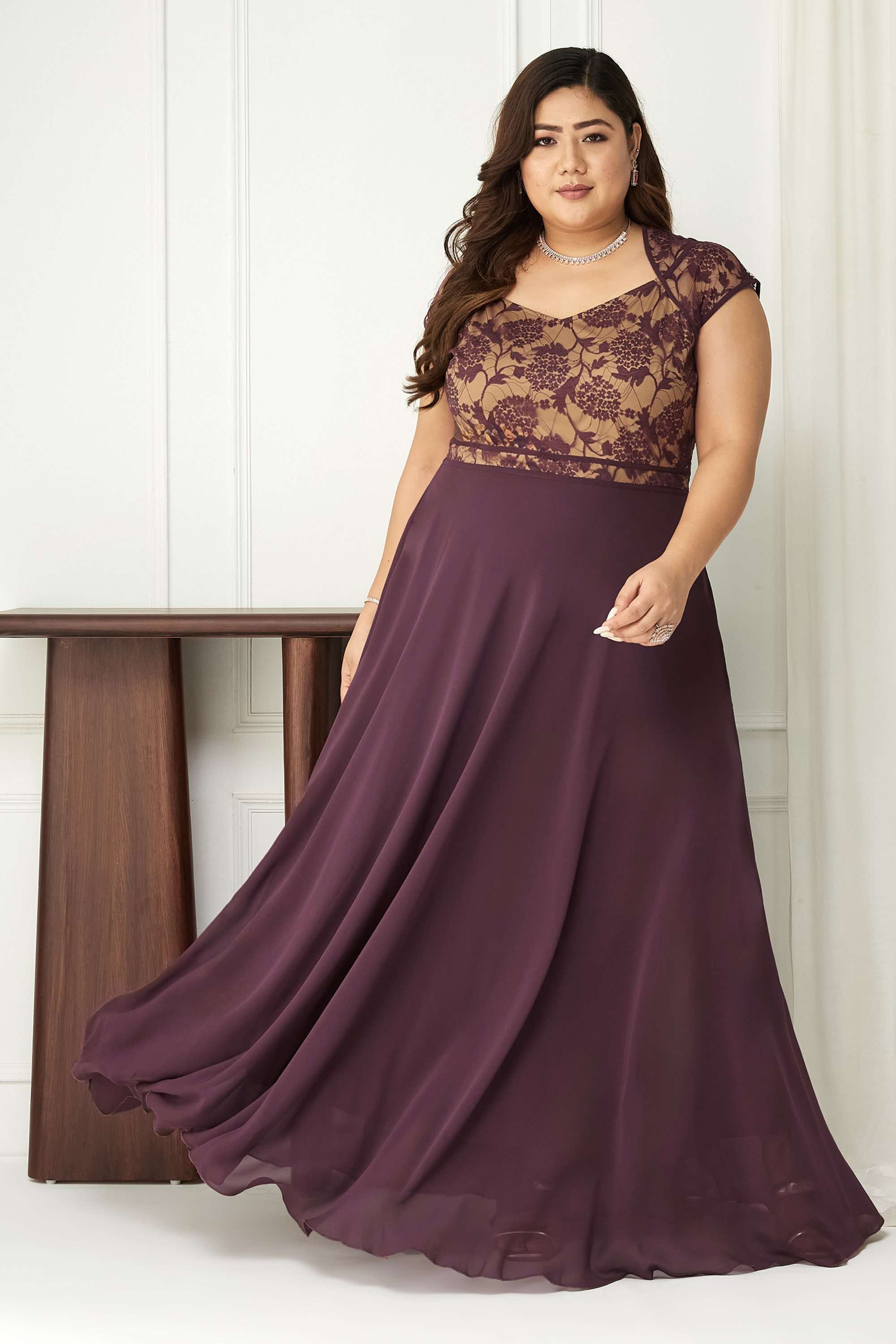 miss chase Floral Sweetheart Neck Georgette Women Dress-picture-22