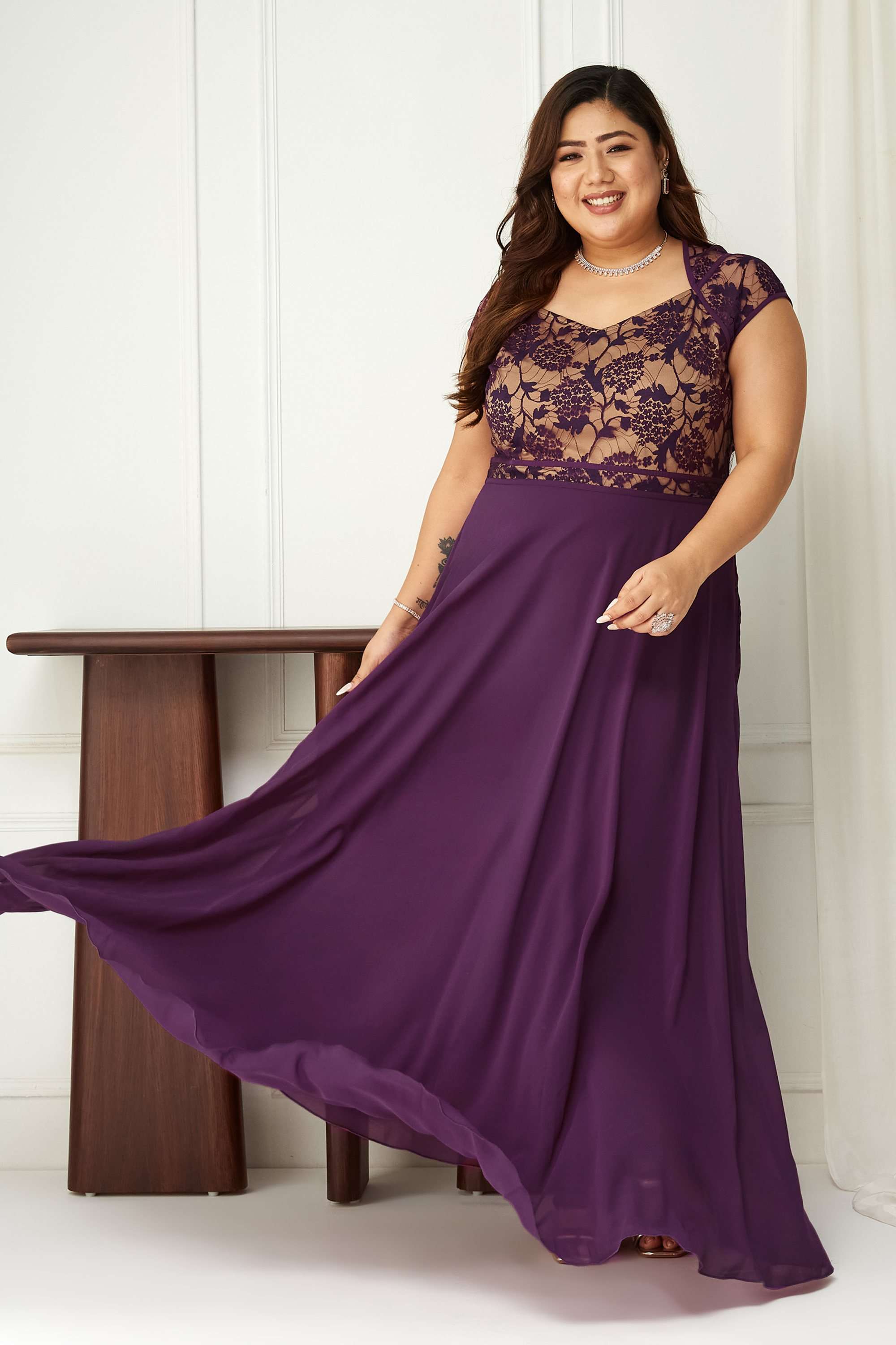 miss chase Floral Sweetheart Neck Georgette Women Dress-picture-29