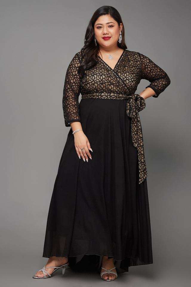 miss chase Typographic V-Neck Georgette Women Dress-picture-23