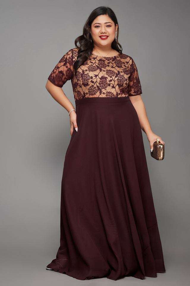 Embroidered Round Neck Georgette Women Dress-image-30