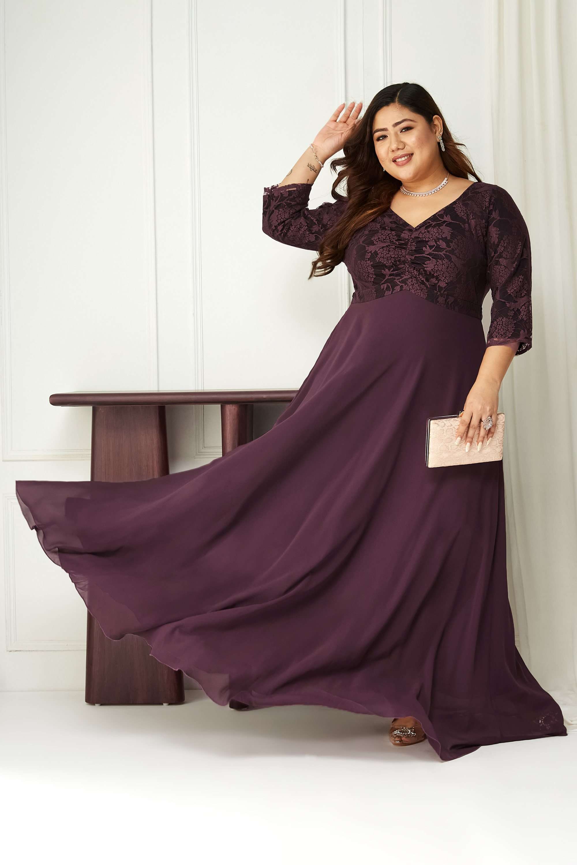 miss chase Floral V-Neck Georgette Women Dress-picture-26
