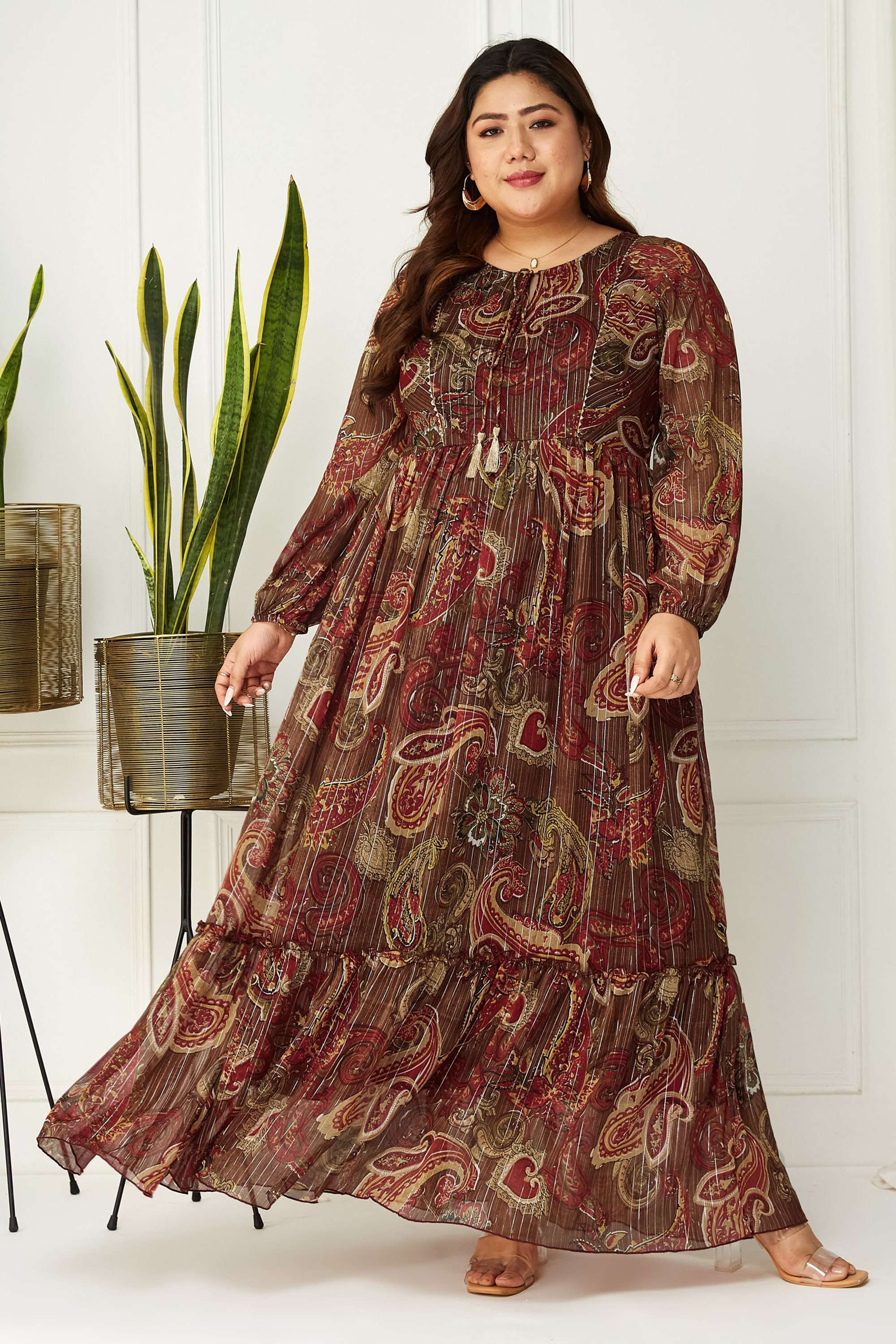 miss chase Printed V-Neck Polyester Women Dress-picture-38