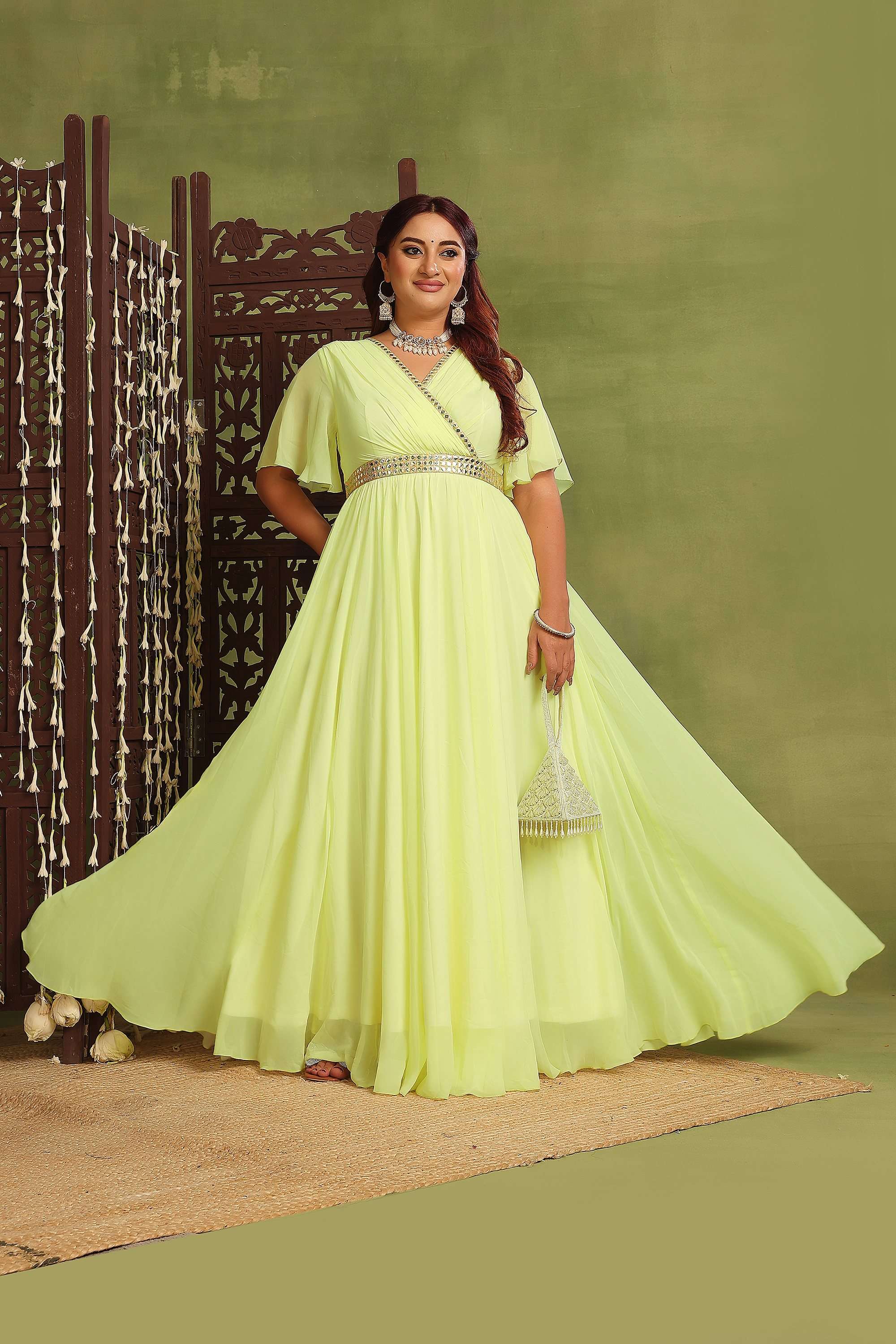 miss chase Solid V-Neck Georgette Women Dress-picture-32