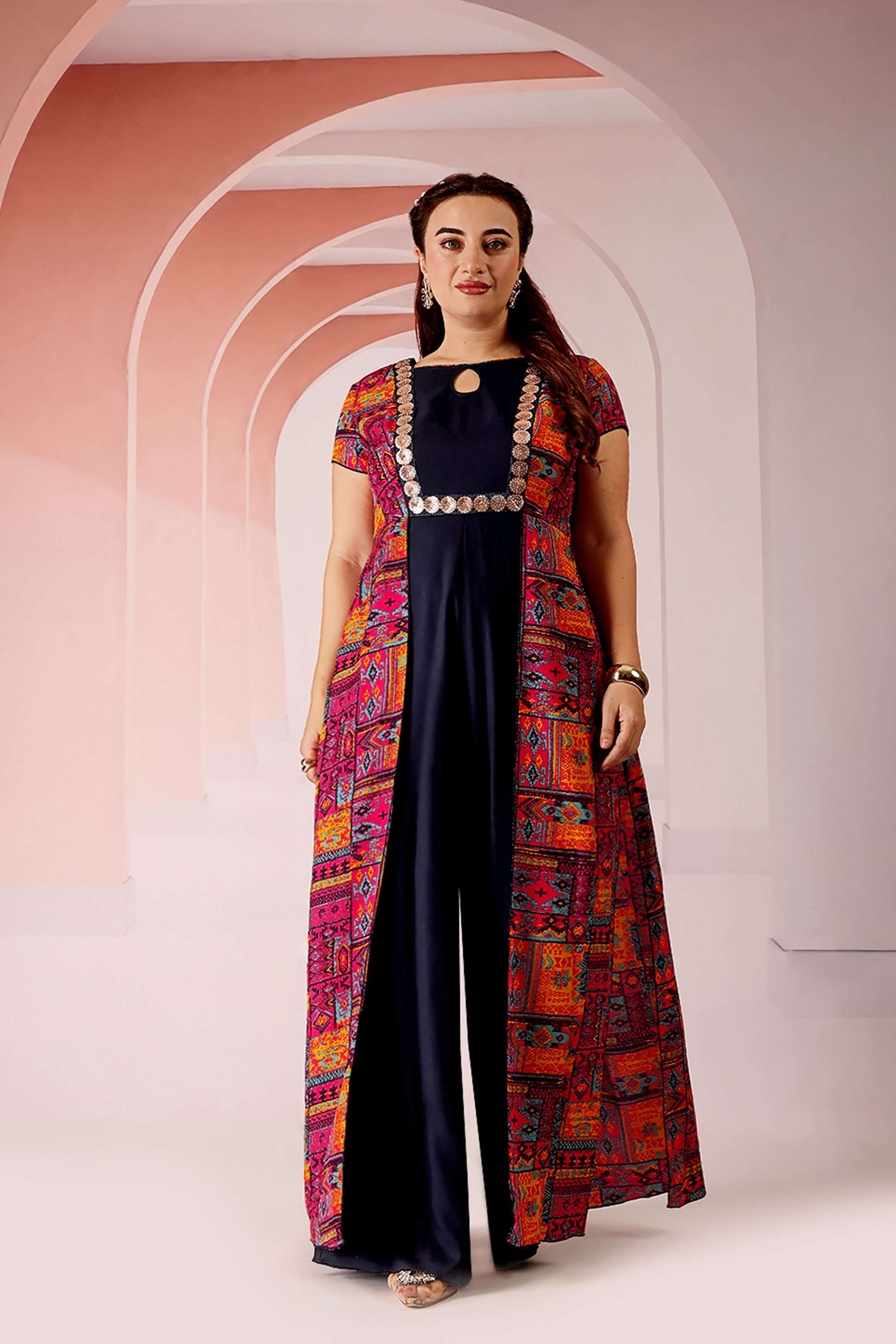 Printed Short Sleeves Rayon Women Full Length Jumpsuit-image-30