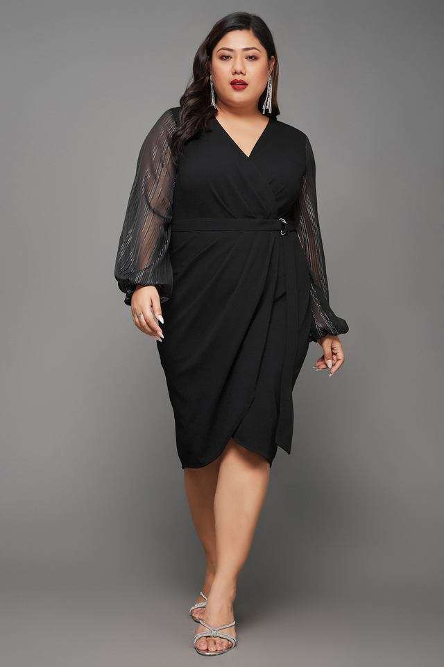 miss chase Solid V-Neck Polyester Women Dress-picture-24