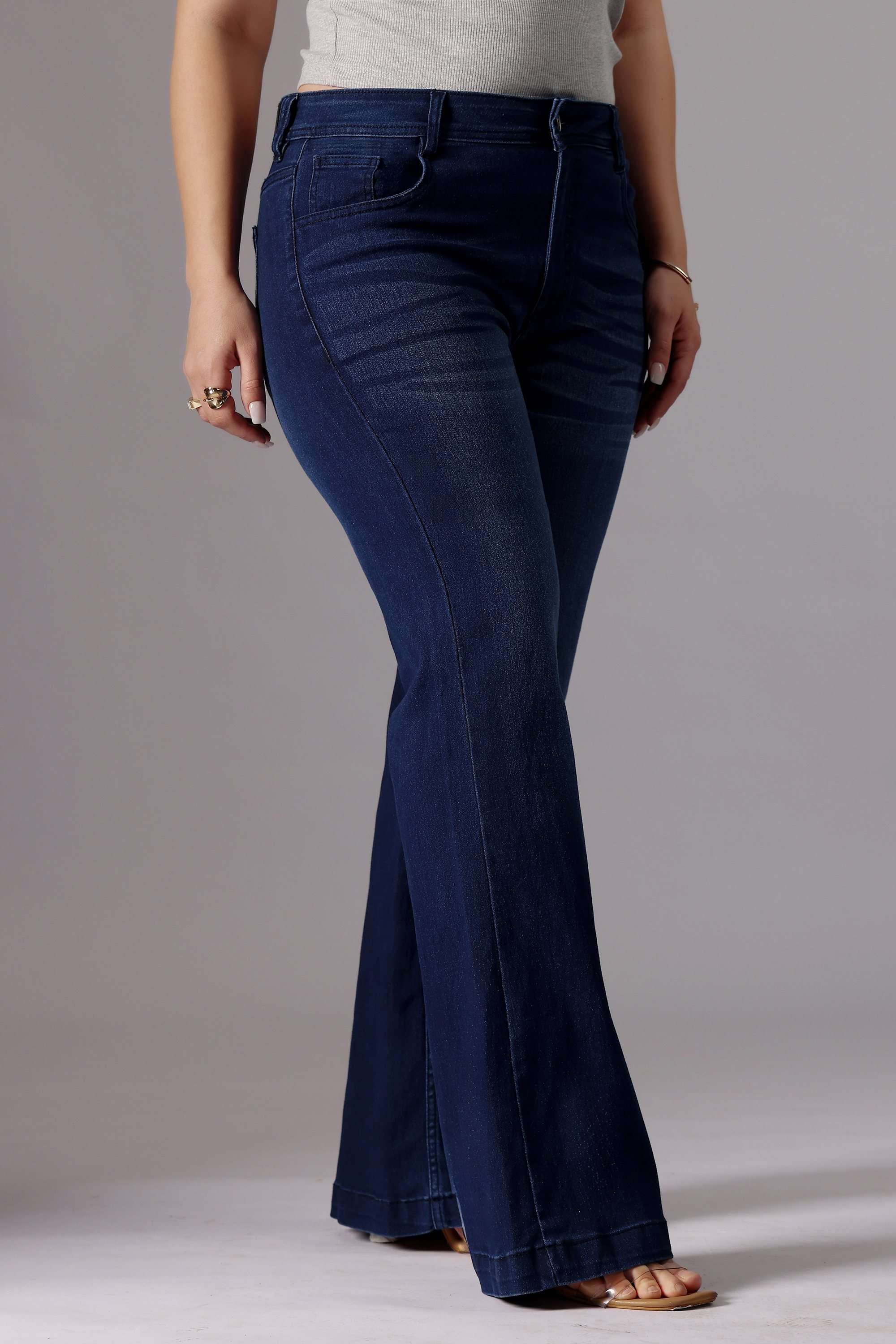 miss chase High Rise Light Wash Denim Wide Leg Fit Women Jeans-picture-35